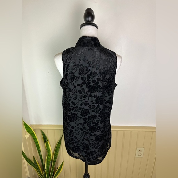 Vintage Y2K Spense M Velvet Floral Burnout V-Neck Top Whimsigoth Witchy Grunge - Picture 4 of 10
